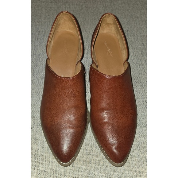 Universal Thread Shoes - Universal Thread Wenda Cut Out Booties Cognac Brown Faux Leather Pointed Toe 9.5